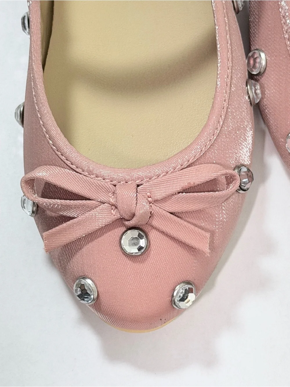 Janie and Jack Peach Candy Jewel Ballet Flats with Bow and Gem- Floor Model